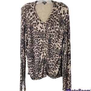 ♥️𝅺 danier animal print button front 100% cotton cardigan size medium